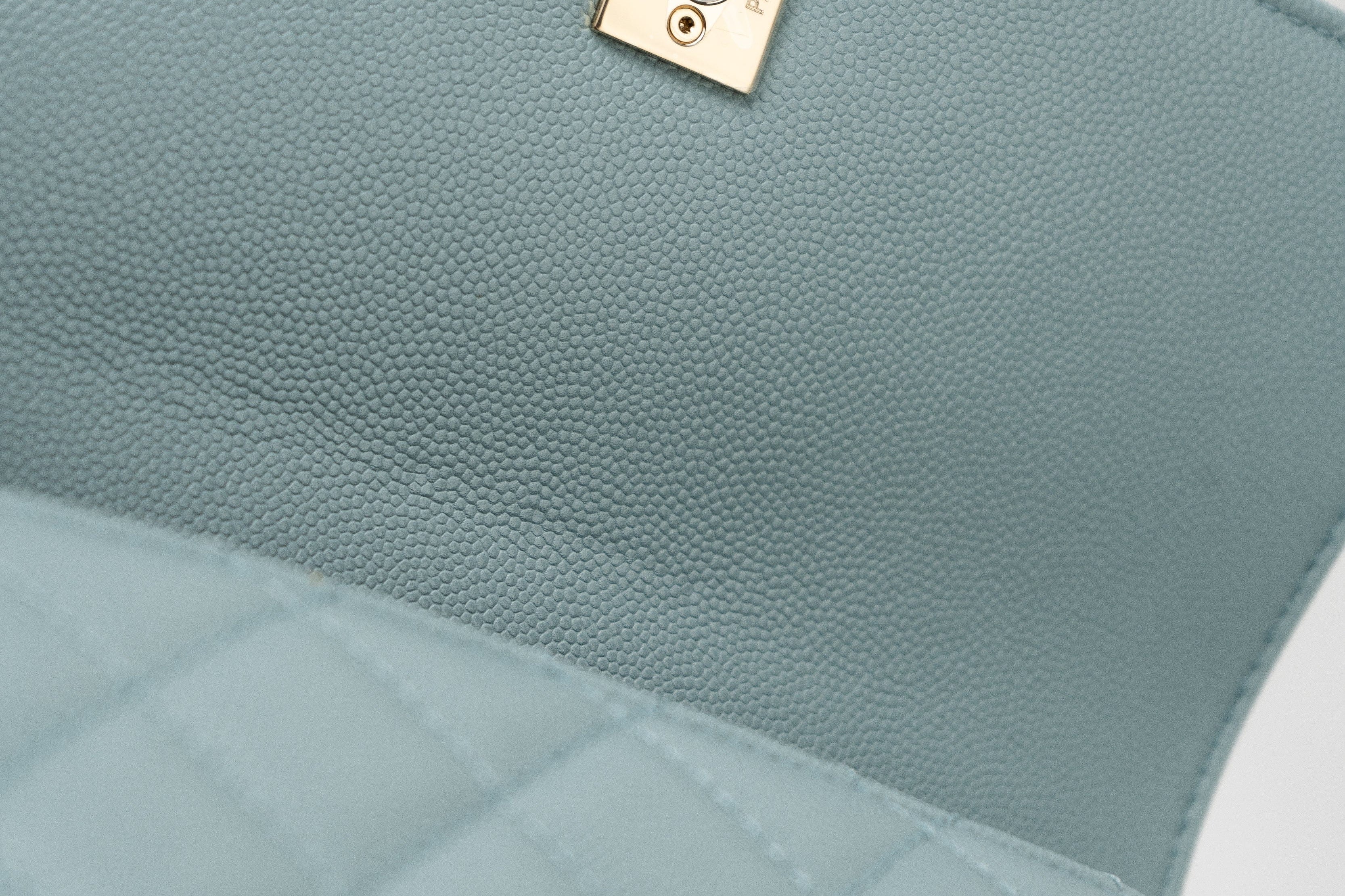 CHANEL Handbag 22P Light Blue Caviar Quilted Coco Handle Small LGHW - Redeluxe