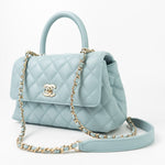 CHANEL Handbag 22P Light Blue Caviar Quilted Coco Handle Small LGHW - Redeluxe