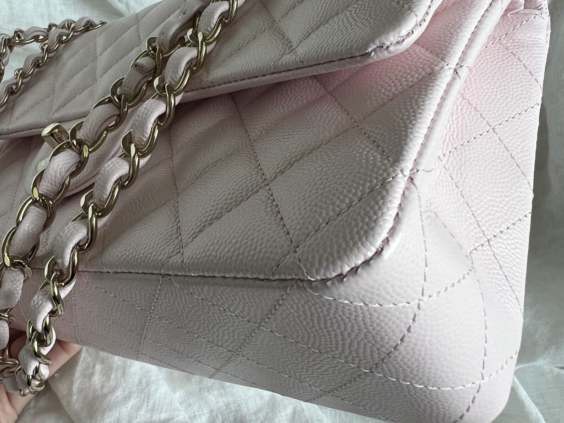CHANEL Handbag 22P Light Pink Caviar Quilted Classic Flap Medium LGHW - Redeluxe