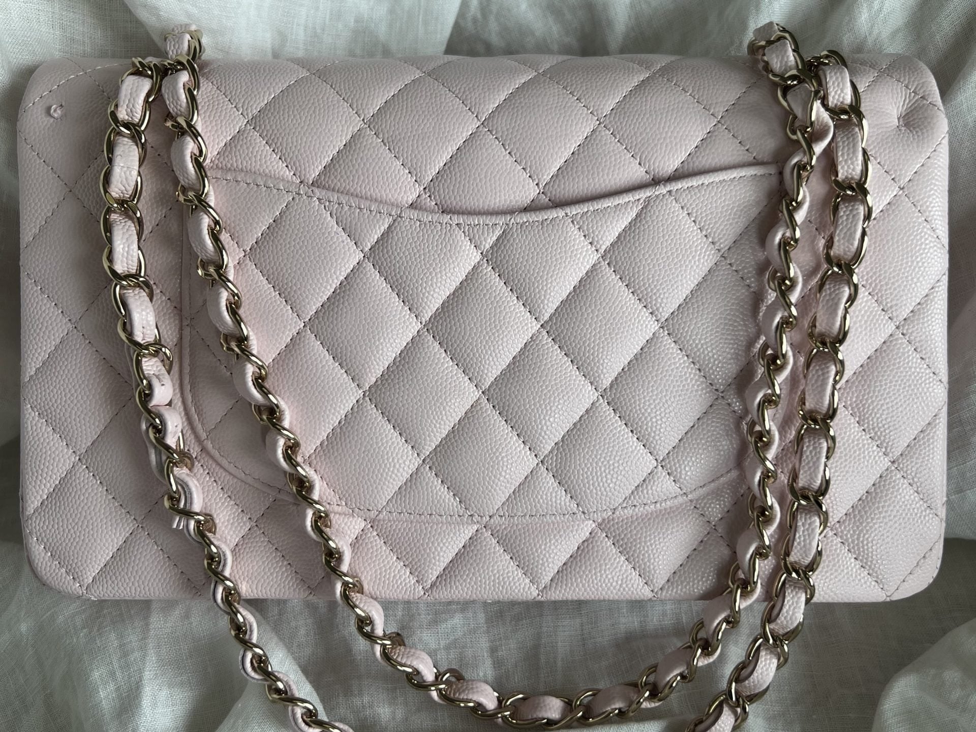CHANEL Handbag 22P Light Pink Caviar Quilted Classic Flap Medium LGHW - Redeluxe