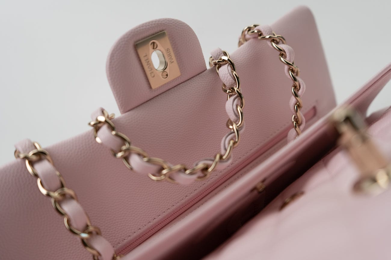 CHANEL Handbag 22P Light Pink Caviar Quilted Classic Flap Medium LGHW - Redeluxe