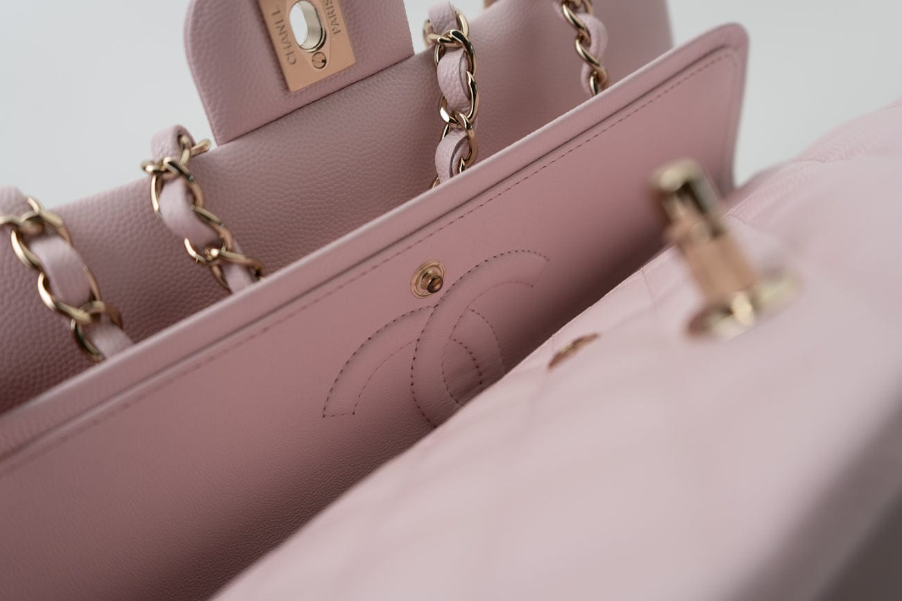 CHANEL Handbag 22P Light Pink Caviar Quilted Classic Flap Medium LGHW - Redeluxe