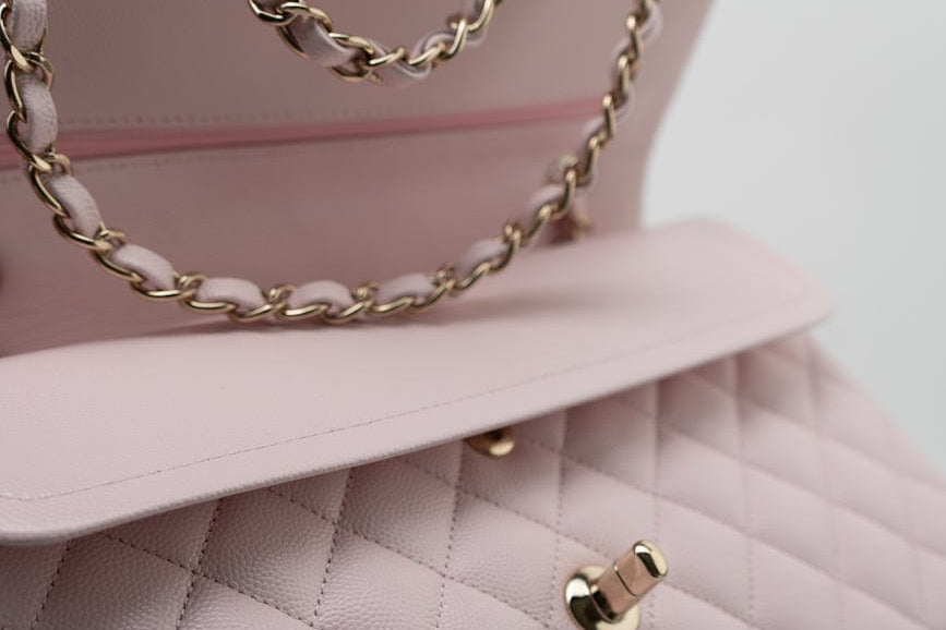 CHANEL Handbag 22P Light Pink Caviar Quilted Classic Flap Medium LGHW - Redeluxe