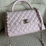 CHANEL Handbag 22P Light Pink Caviar Quilted Coco Handle Medium LGHW - Redeluxe