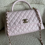 CHANEL Handbag 22P Light Pink Caviar Quilted Coco Handle Medium LGHW - Redeluxe
