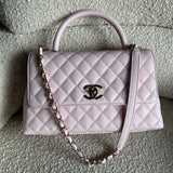 CHANEL Handbag 22P Light Pink Caviar Quilted Coco Handle Medium LGHW - Redeluxe