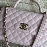 CHANEL Handbag 22P Light Pink Caviar Quilted Coco Handle Medium LGHW - Redeluxe