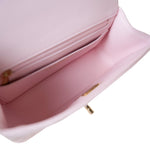 CHANEL Handbag 22P Light Pink Mini Top Handle Lambskin Quilted Light Gold Hardware - Redeluxe