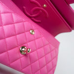 CHANEL Handbag 22P Pink Caviar Quilted Classic Flap Medium Light Gold Hardware - Redeluxe