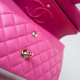 CHANEL Handbag 22P Pink Caviar Quilted Classic Flap Medium Light Gold Hardware - Redeluxe