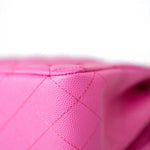 CHANEL Handbag 22P Pink Caviar Quilted Classic Flap Medium Light Gold Hardware - Redeluxe