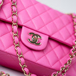 CHANEL Handbag 22P Pink Caviar Quilted Classic Flap Medium Light Gold Hardware - Redeluxe
