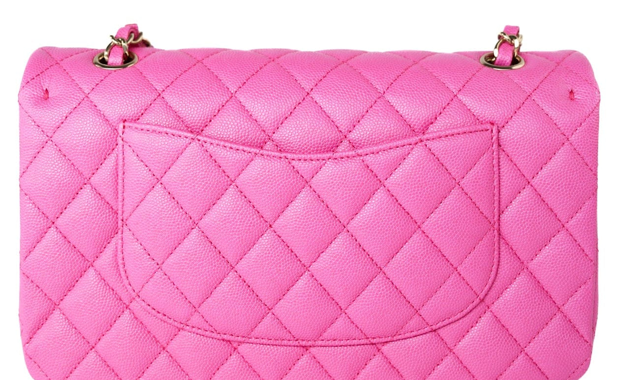 CHANEL Handbag 22P Pink Caviar Quilted Classic Flap Medium Light Gold Hardware - Redeluxe