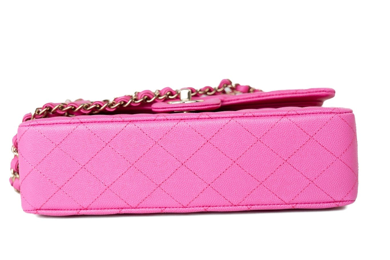 CHANEL Handbag 22P Pink Caviar Quilted Classic Flap Medium Light Gold Hardware - Redeluxe