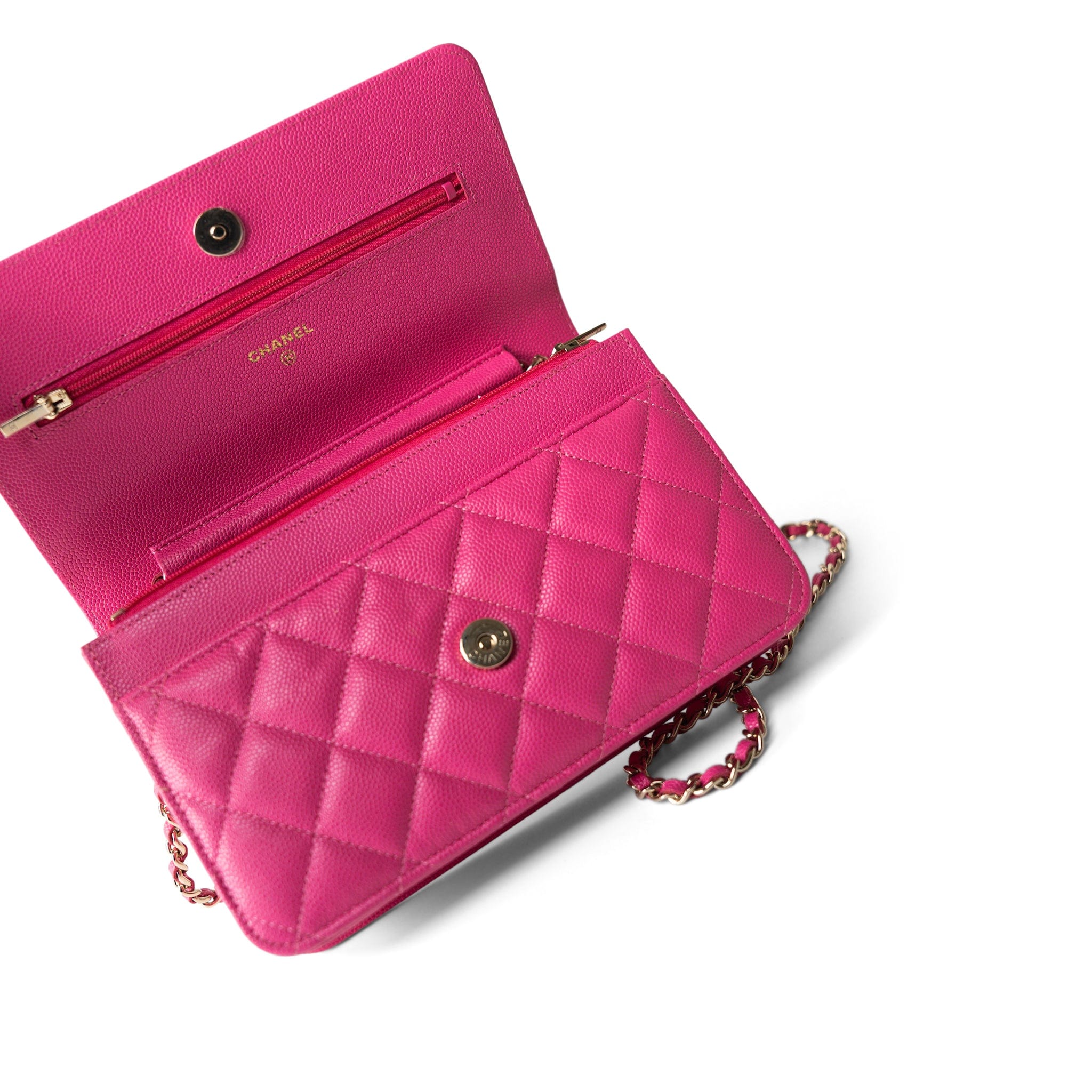 CHANEL Handbag 22P Pink Caviar Quilted Wallet on Chain Light Gold Hardware - Redeluxe