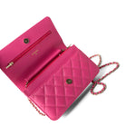 CHANEL Handbag 22P Pink Caviar Quilted Wallet on Chain Light Gold Hardware - Redeluxe