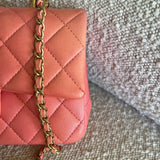 CHANEL Handbag 22P Pink/Orange Mini Lambskin Quilted with Top handle Rectangular LGHW - Redeluxe