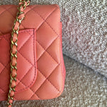 CHANEL Handbag 22P Pink/Orange Mini Lambskin Quilted with Top handle Rectangular LGHW - Redeluxe