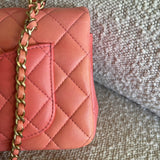 CHANEL Handbag 22P Pink/Orange Mini Lambskin Quilted with Top handle Rectangular LGHW - Redeluxe