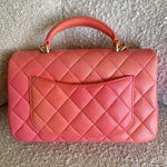 CHANEL Handbag 22P Pink/Orange Mini Lambskin Quilted with Top handle Rectangular LGHW - Redeluxe