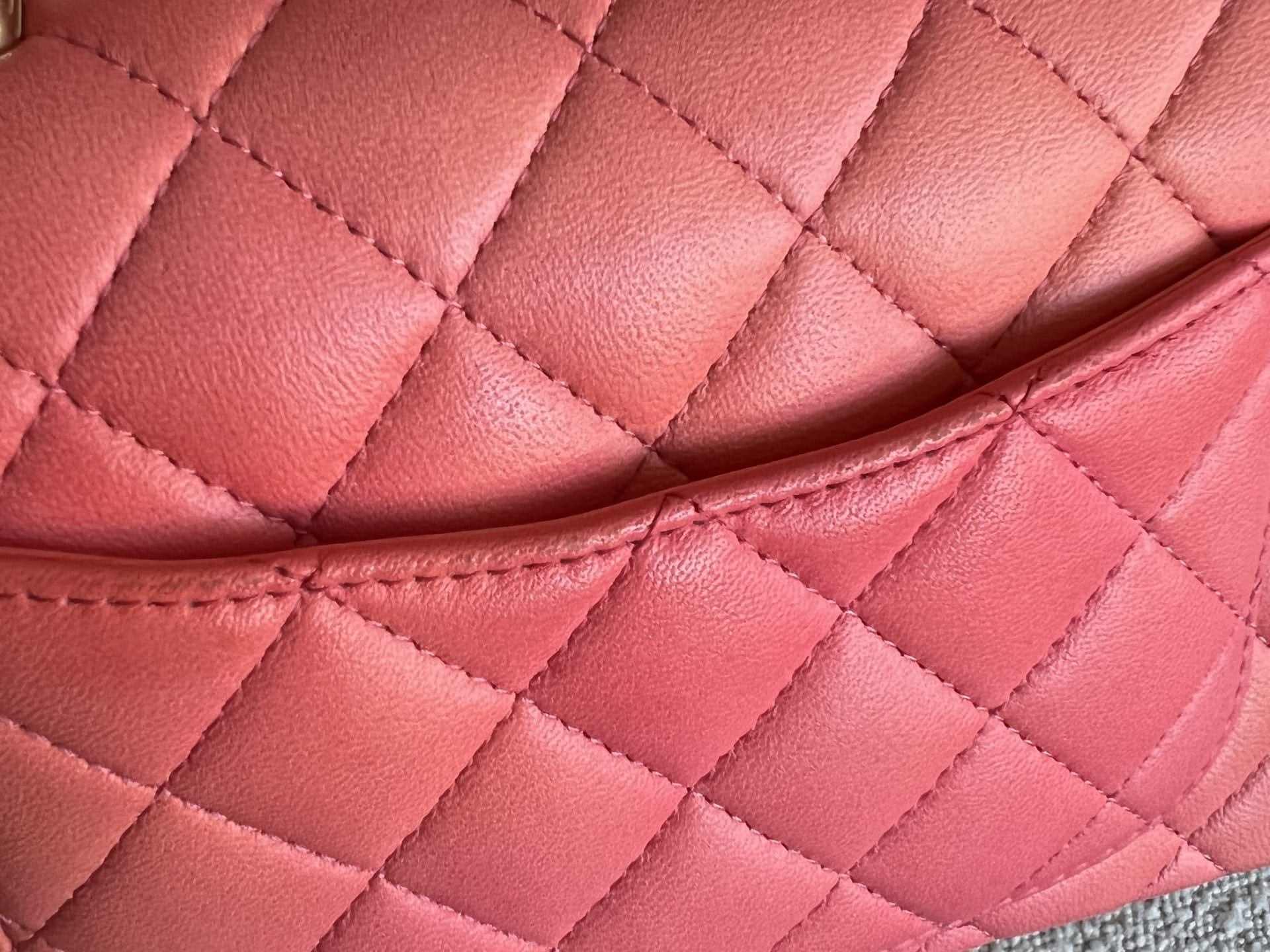 CHANEL Handbag 22P Pink/Orange Mini Lambskin Quilted with Top handle Rectangular LGHW - Redeluxe