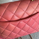 CHANEL Handbag 22P Pink/Orange Mini Lambskin Quilted with Top handle Rectangular LGHW - Redeluxe