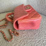 CHANEL Handbag 22P Pink/Orange Mini Lambskin Quilted with Top handle Rectangular LGHW - Redeluxe