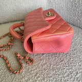 CHANEL Handbag 22P Pink/Orange Mini Lambskin Quilted with Top handle Rectangular LGHW - Redeluxe