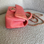 CHANEL Handbag 22P Pink/Orange Mini Lambskin Quilted with Top handle Rectangular LGHW - Redeluxe