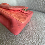CHANEL Handbag 22P Pink/Orange Mini Lambskin Quilted with Top handle Rectangular LGHW - Redeluxe