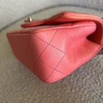 CHANEL Handbag 22P Pink/Orange Mini Lambskin Quilted with Top handle Rectangular LGHW - Redeluxe