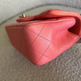 CHANEL Handbag 22P Pink/Orange Mini Lambskin Quilted with Top handle Rectangular LGHW - Redeluxe