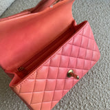 CHANEL Handbag 22P Pink/Orange Mini Lambskin Quilted with Top handle Rectangular LGHW - Redeluxe