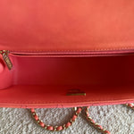 CHANEL Handbag 22P Pink/Orange Mini Lambskin Quilted with Top handle Rectangular LGHW - Redeluxe