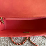 CHANEL Handbag 22P Pink/Orange Mini Lambskin Quilted with Top handle Rectangular LGHW - Redeluxe