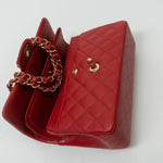 CHANEL Handbag 22P Red Caviar Quilted Classic Flap Small LGHW - Redeluxe