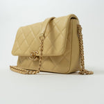 CHANEL Handbag 22P Shiny Yellow Caviar Quilted Small Chain Melody Flap - Redeluxe