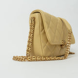 CHANEL Handbag 22P Shiny Yellow Caviar Quilted Small Chain Melody Flap - Redeluxe