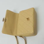 CHANEL Handbag 22P Shiny Yellow Caviar Quilted Small Chain Melody Flap - Redeluxe