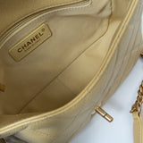 CHANEL Handbag 22P Shiny Yellow Caviar Quilted Small Chain Melody Flap - Redeluxe
