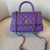 CHANEL Handbag 22P Violet Caviar Coco Handle Small LGHW - Redeluxe