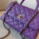 CHANEL Handbag 22P Violet Caviar Coco Handle Small LGHW - Redeluxe