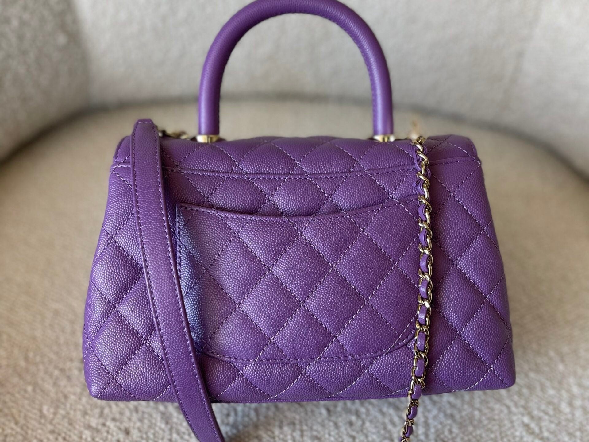 CHANEL Handbag 22P Violet Caviar Coco Handle Small LGHW - Redeluxe