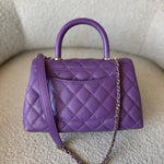 CHANEL Handbag 22P Violet Caviar Coco Handle Small LGHW - Redeluxe