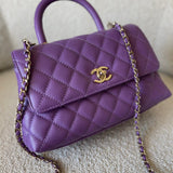CHANEL Handbag 22P Violet Caviar Coco Handle Small LGHW - Redeluxe