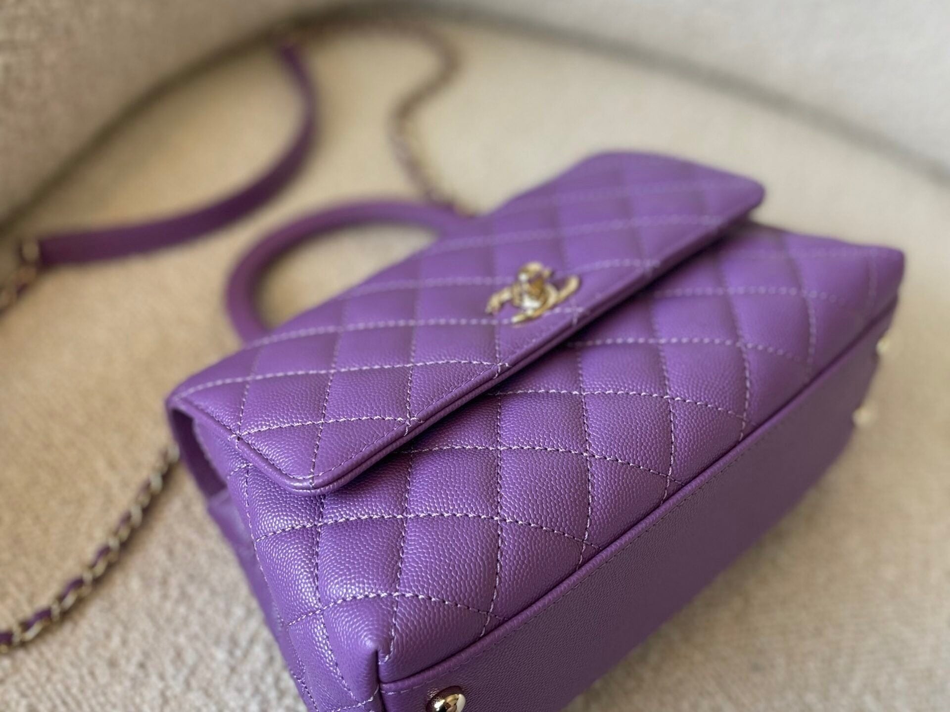 CHANEL Handbag 22P Violet Caviar Coco Handle Small LGHW - Redeluxe