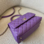 CHANEL Handbag 22P Violet Caviar Coco Handle Small LGHW - Redeluxe