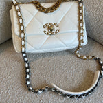 CHANEL Handbag 22P White Lambskin Quilted 19 Flap Small MHW - Redeluxe