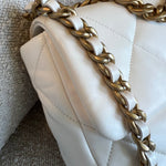 CHANEL Handbag 22P White Lambskin Quilted 19 Flap Small MHW - Redeluxe