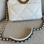 CHANEL Handbag 22P White Lambskin Quilted 19 Flap Small MHW - Redeluxe